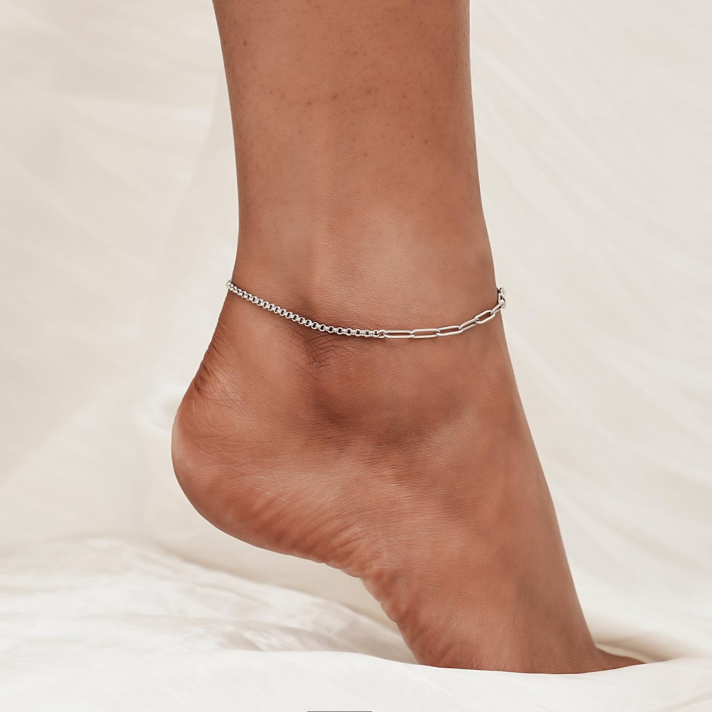 925 Sterling Silver Ankle Bracelet Paperclip link Chain Anklets Cute Anklet Bracelet for Women