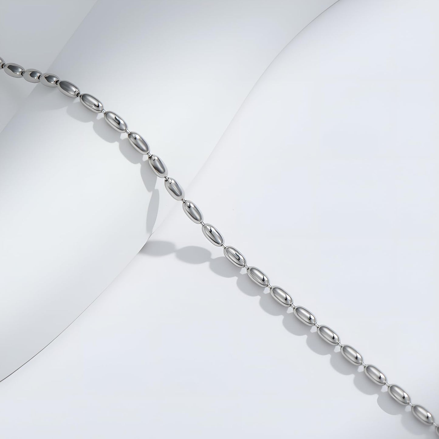 925 Sterling Silver Oval Bead Ball Strand Chain Anklets Summer Beach Foot Chain for Women