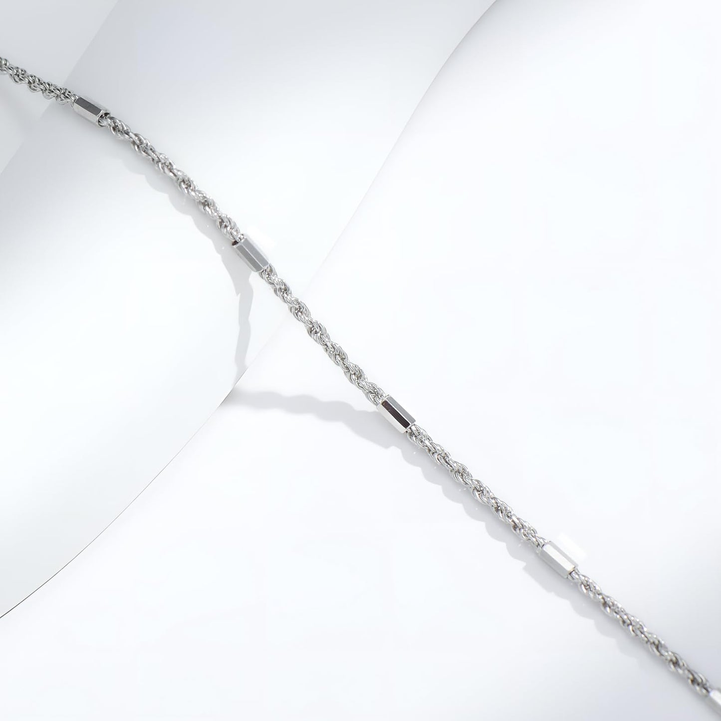 925 Sterling Silver Diamond-Cut Braided Rope Chain Anklet Summer Foot Chain for Women