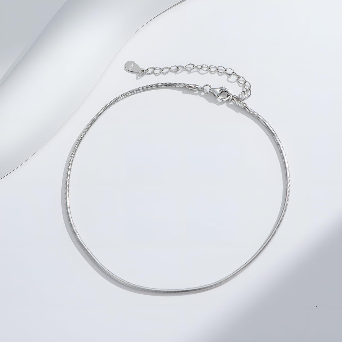 925 Sterling Silver Round Snake Chain Anklets Bracelet Summer Foot Chain for Women