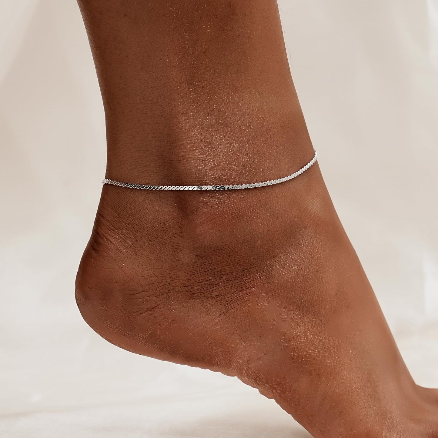 925 Sterling Silver Serpentine Twist Rope Chain Anklets Bracelet for Women