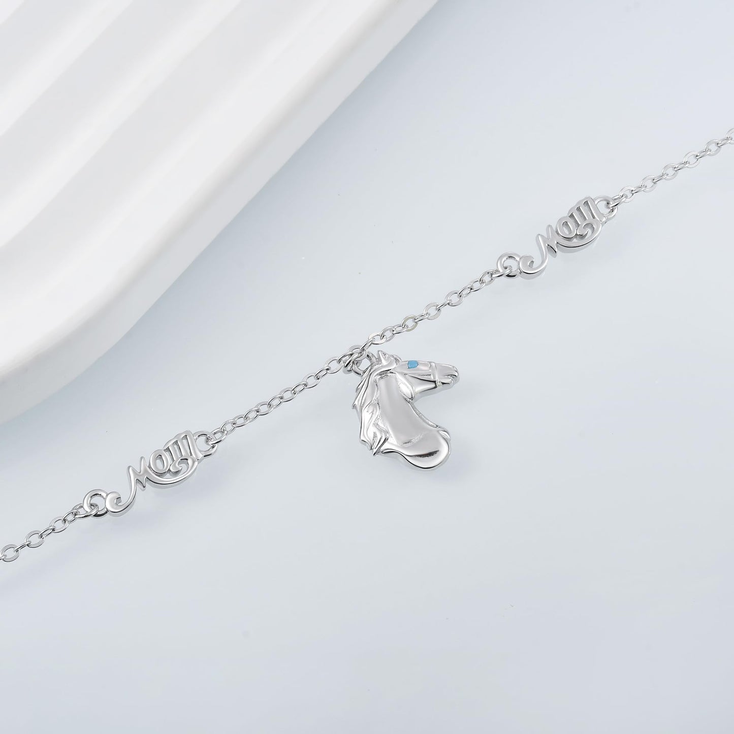 Horse Anklet 925 Sterling Silver Horse Ankle Bracelet Lightweight Comfortable Horsehead Foot Chain for Women