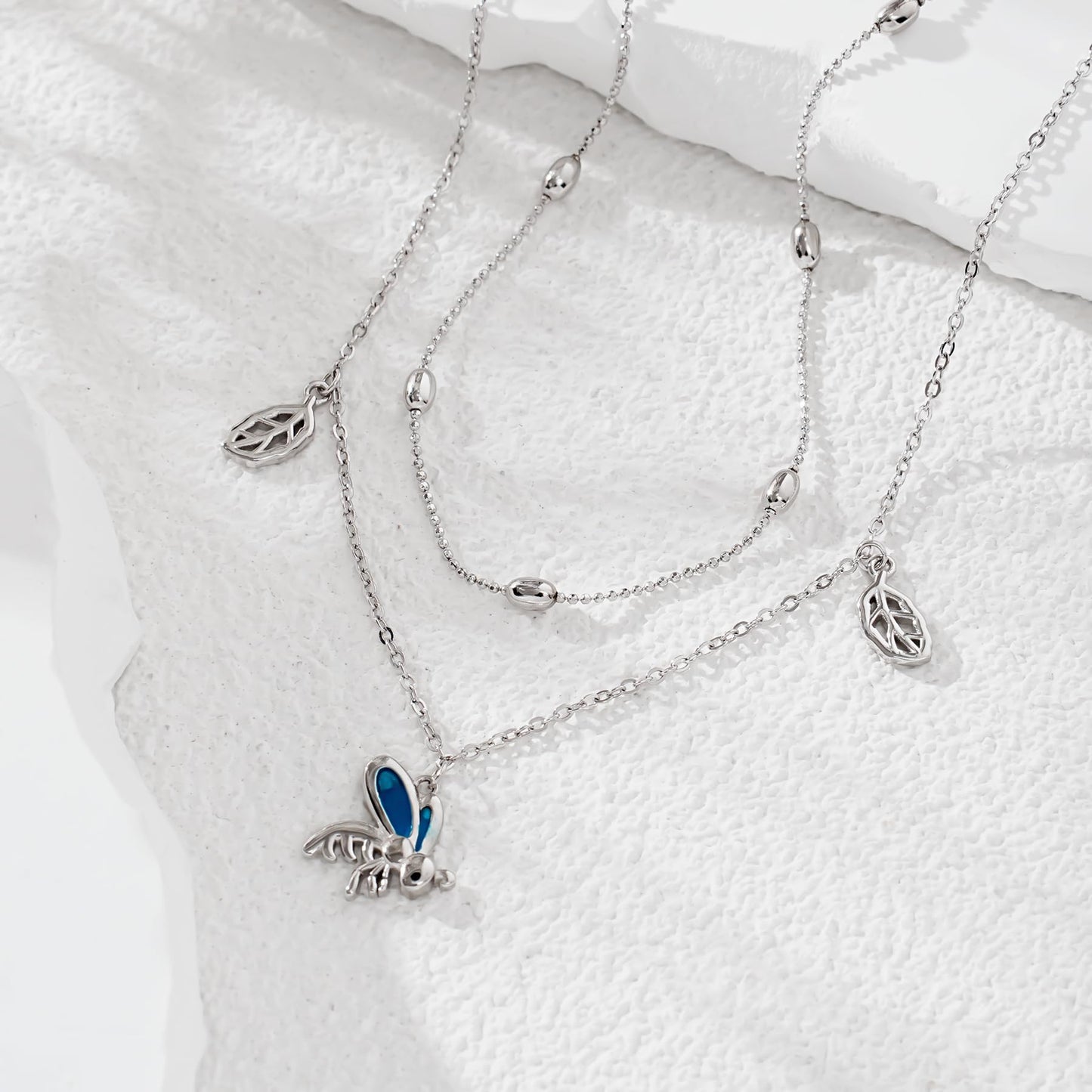 Bee Anklets 925 Sterling Silver Honeybee Double Layer Anklet Bracelet Adjustable Lightweight Foot Chain for Women