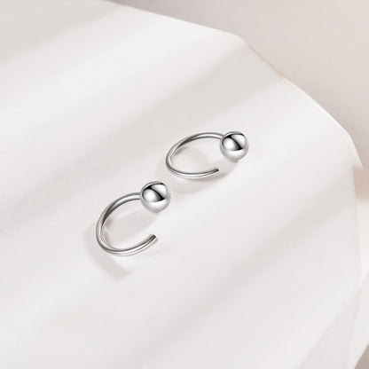 925 Sterling Silver Small Ball Huggie Hoop Earrings