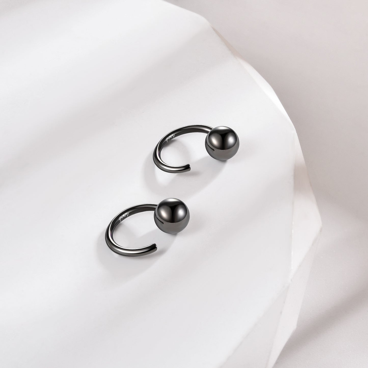 925 Sterling Silver Small Ball Huggie Hoop Earrings