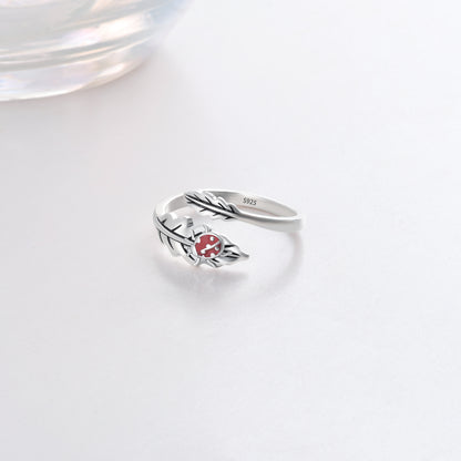 925 Sterling Silver Ladybug Spoon Rings Cute Ladybug Ring