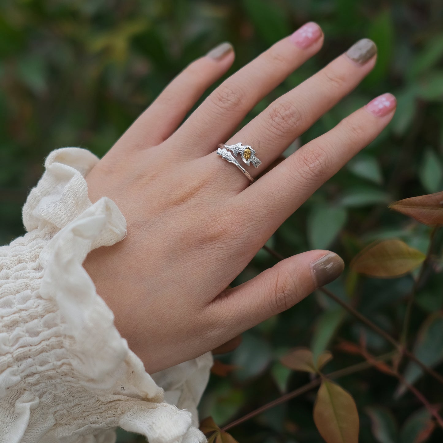 925 Sterling Silver Spoon Ring Dainty Leaf Finger Rings for Women