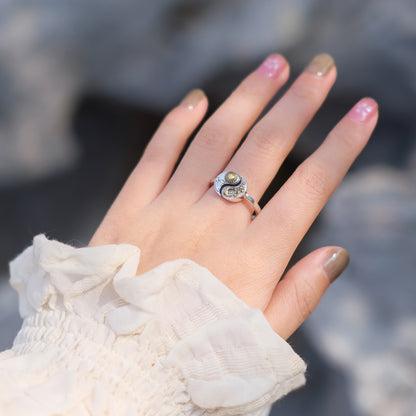 925 Sterling Silver Moon Sun Thumb Ring