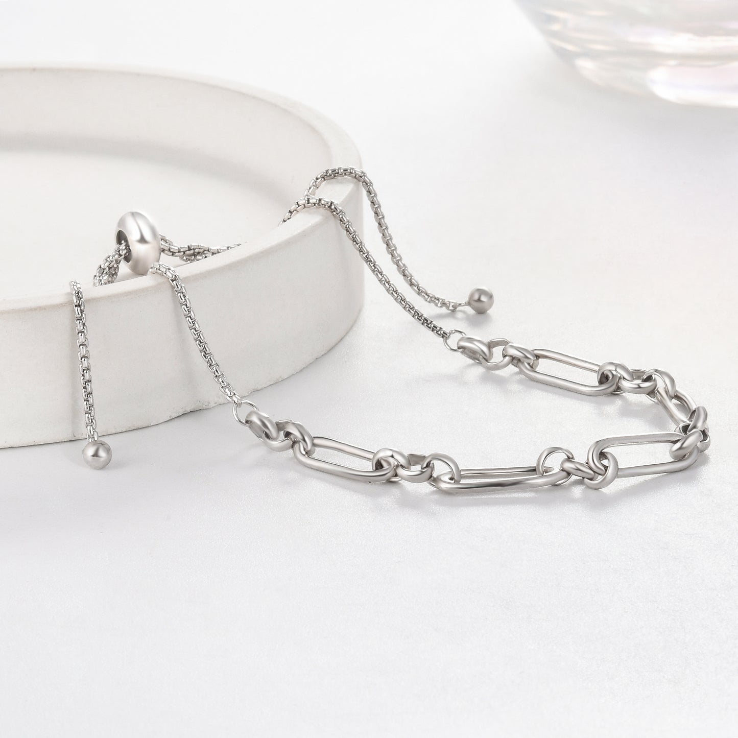 925 Sterling Silver Paperclip Link Anklet Bracelet