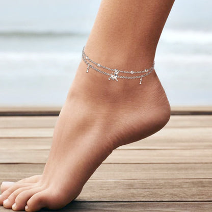 925 Sterling Silver Dogs Ankle Dainty Layered Anklet Bracelet