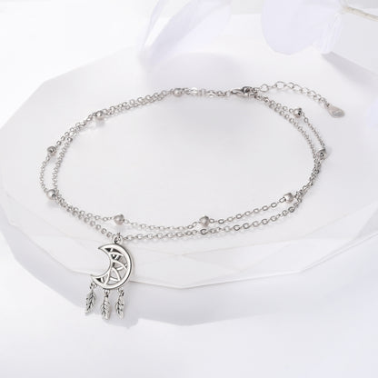 925 Sterling Silver Dream Catcher Ankle Dainty Layered Anklet Bracelet