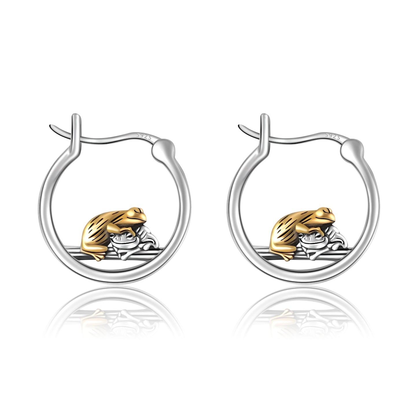 925 Sterling Silver Frog Hoop Earrings