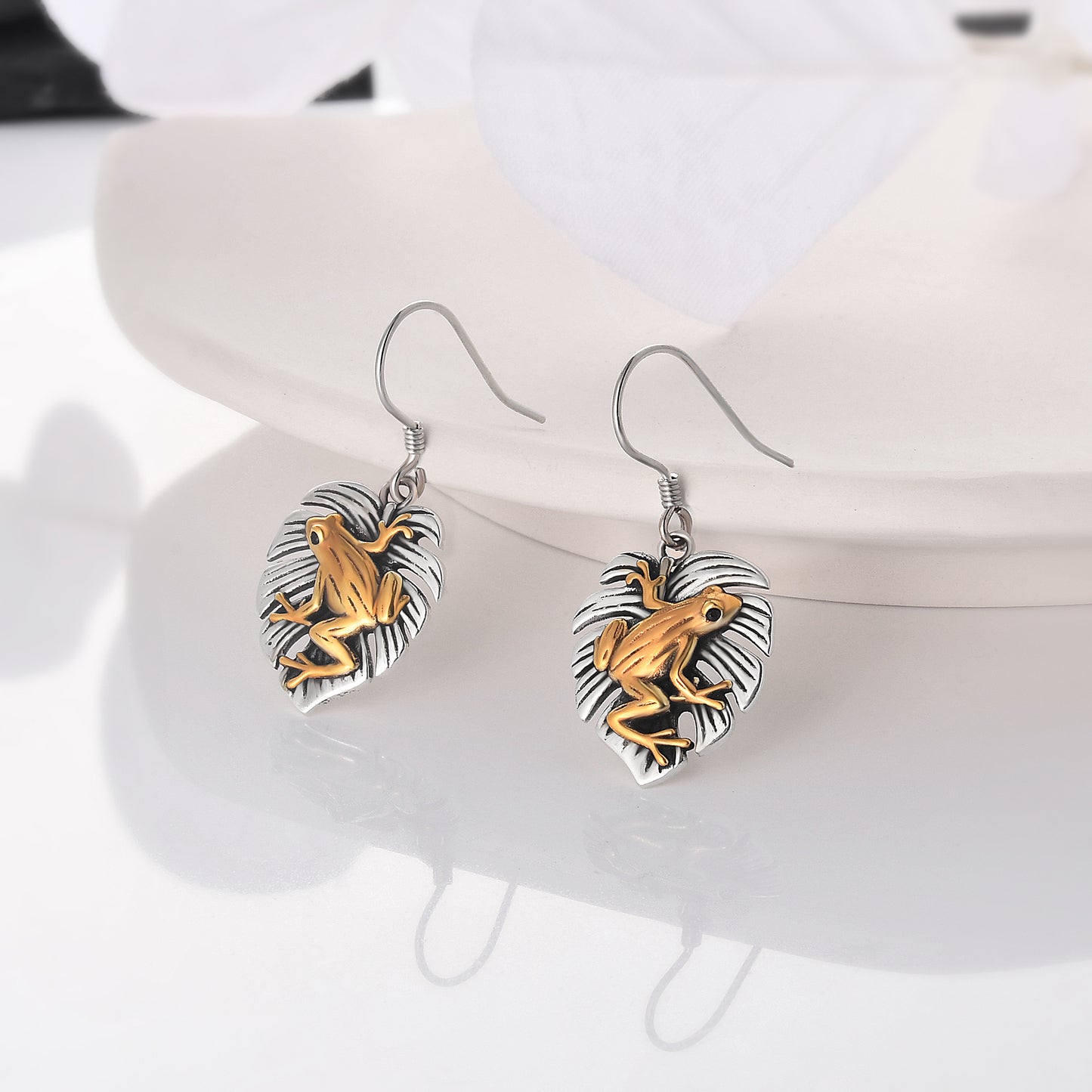 925 Sterling Silver Frog Drop Earrings