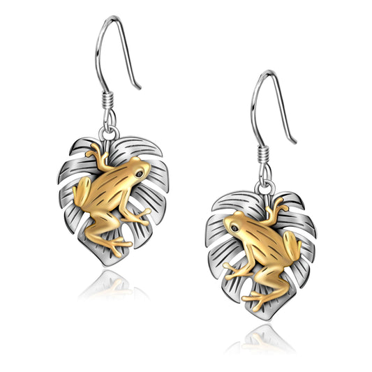 925 Sterling Silver Frog Drop Earrings