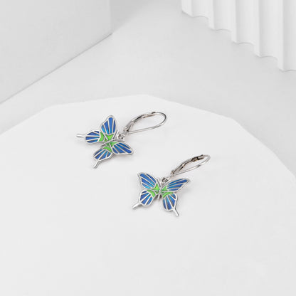 925 Sterling Silver Butterfly Drop Earrings