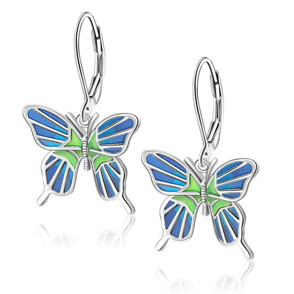 925 Sterling Silver Butterfly Drop Earrings