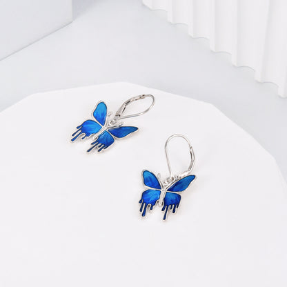 925 Sterling Silver Blue Butterfly Earrings