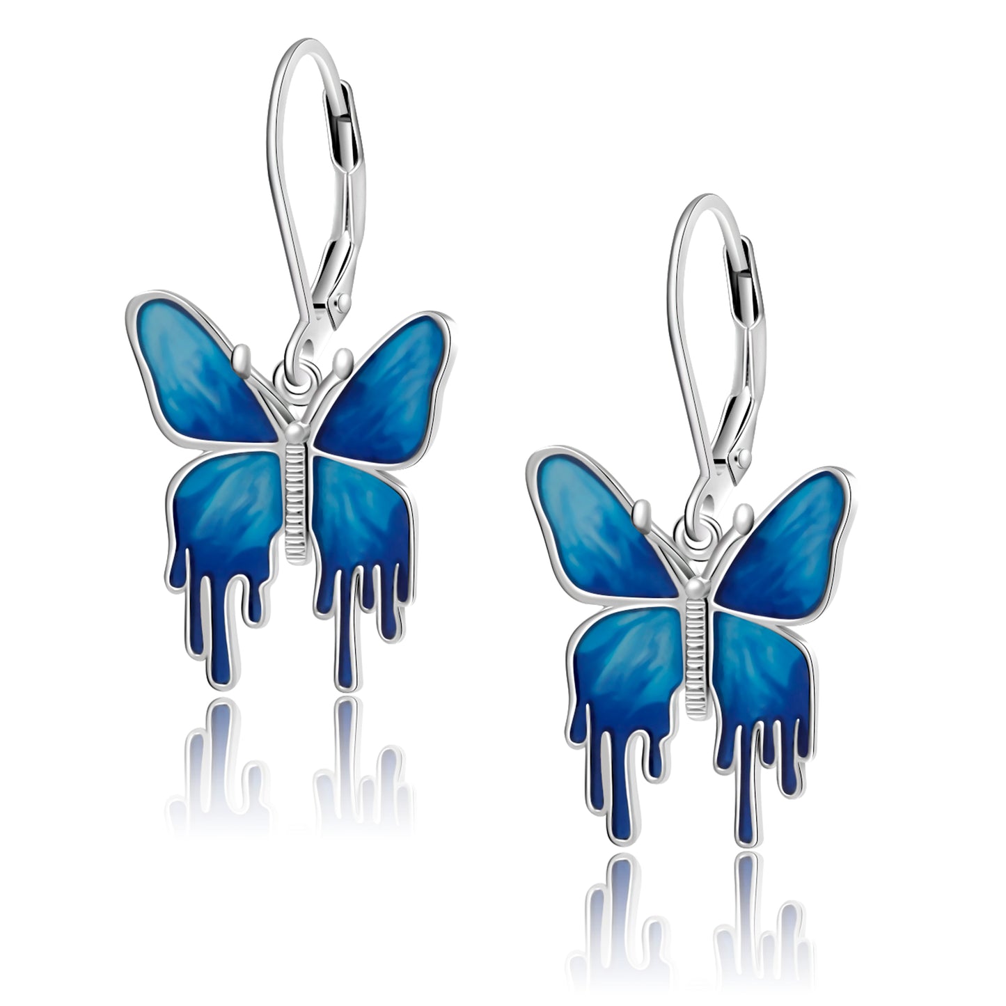 925 Sterling Silver Blue Butterfly Earrings