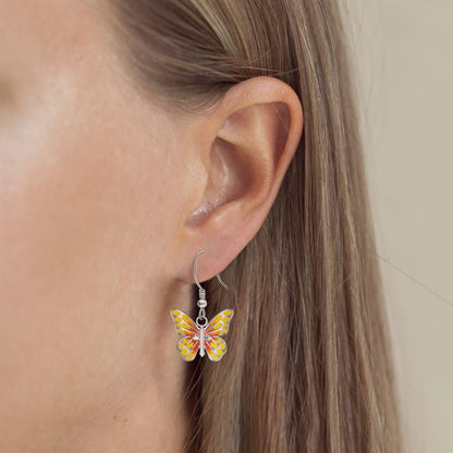 925 Sterling Silver Yellow Butterfly Earrings