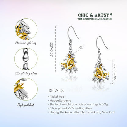 925 Sterling Silver Frog Drop Earrings