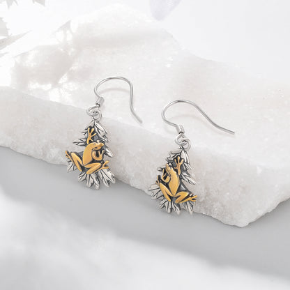 925 Sterling Silver Frog Drop Earrings