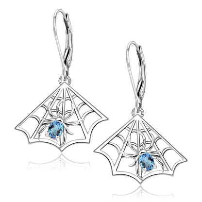 925 Sterling Silver Spiderweb Dangle Earrings