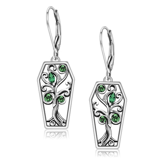 925 Sterling Silver Family Tree Dangle Drop Earrings