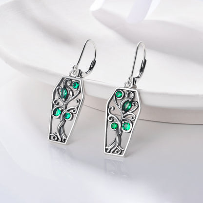 925 Sterling Silver Family Tree Dangle Drop Earrings