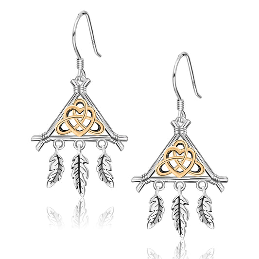 925 Sterling Silver Celtic Knot Dreamcatcher Earrings