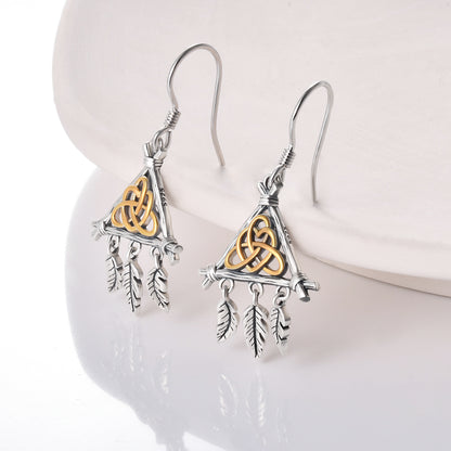 925 Sterling Silver Celtic Knot Dreamcatcher Earrings