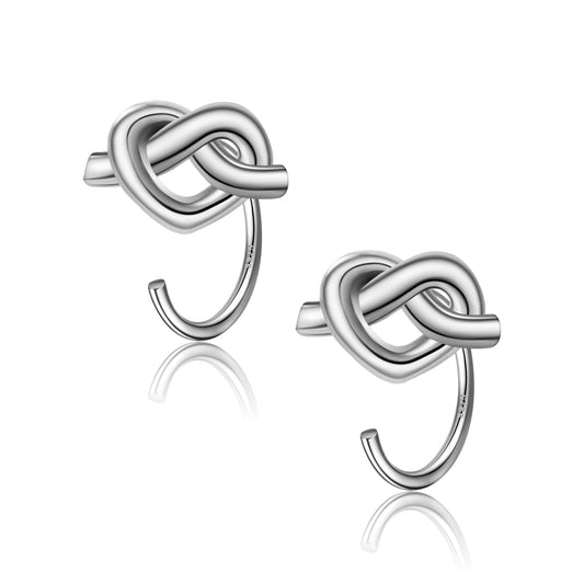 925 Sterling Silver Loving Heart Huggie Hoop Earrings