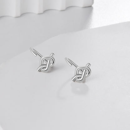 925 Sterling Silver Loving Heart Huggie Hoop Earrings