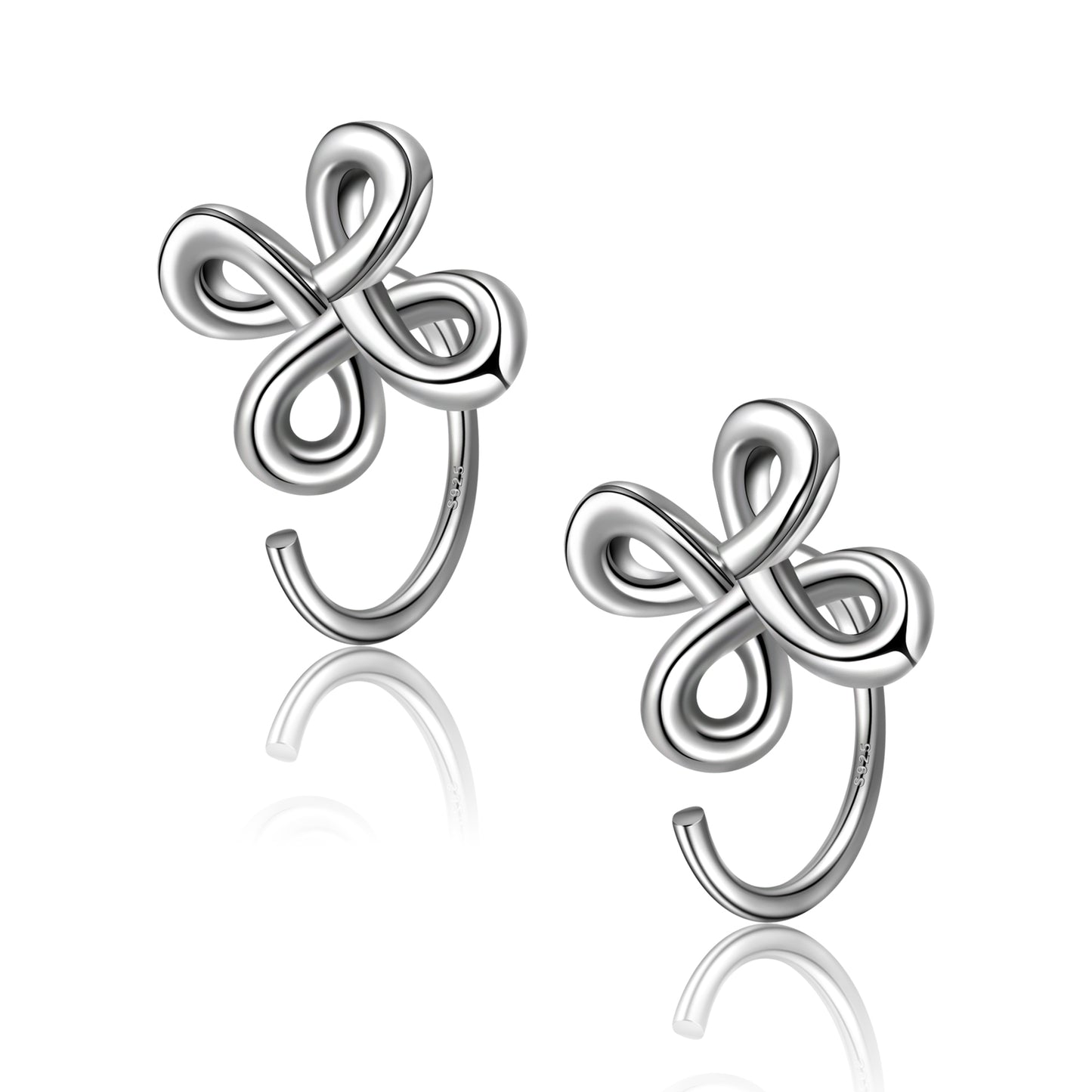 925 Sterling Silver Knot Huggie Hoop Earrings