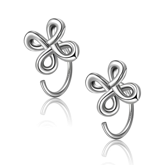 925 Sterling Silver Knot Huggie Hoop Earrings