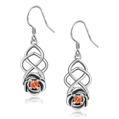 925 Sterling Silver Good Luck Celtic Knot Drop Dangle Earrings