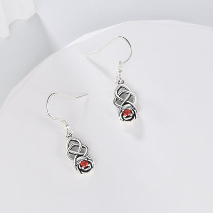 925 Sterling Silver Good Luck Celtic Knot Drop Dangle Earrings