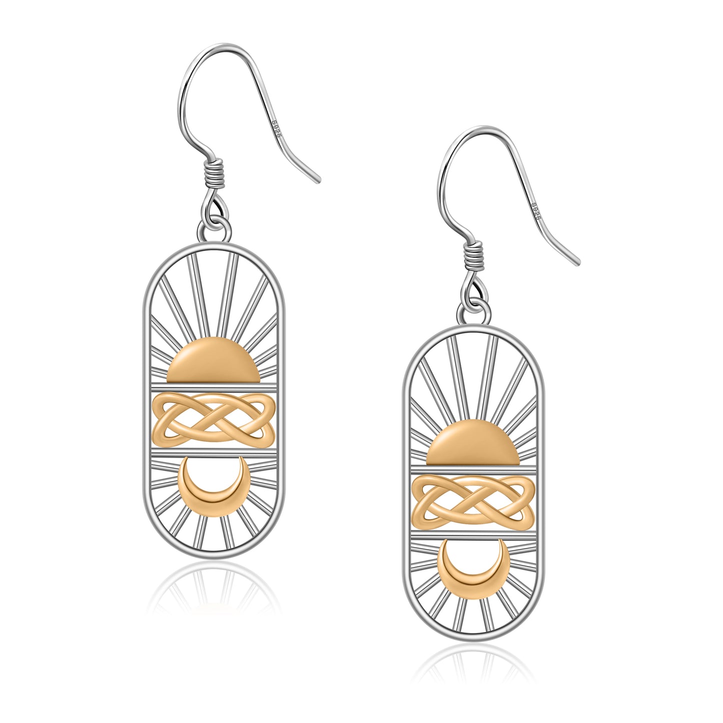 925 Sterling Silver Created Celtic Knot Drop Dangle Earrings