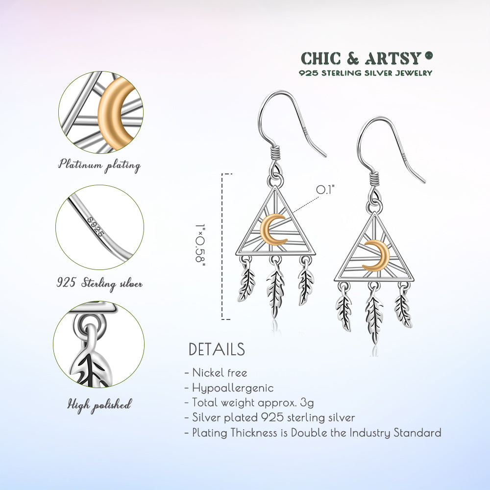 925 Sterling Silver Celtic Knot Dreamcatcher Earrings Dangle Earrings