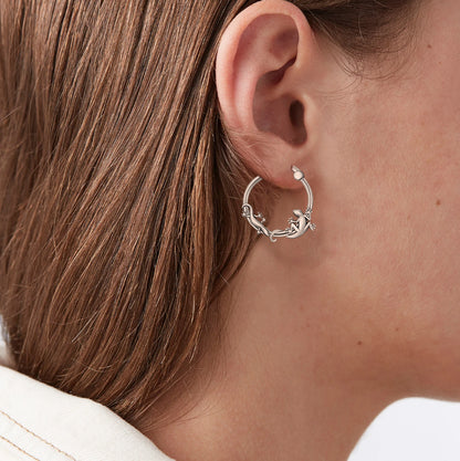 925 Sterling Silver Geckos Hoop Earrings