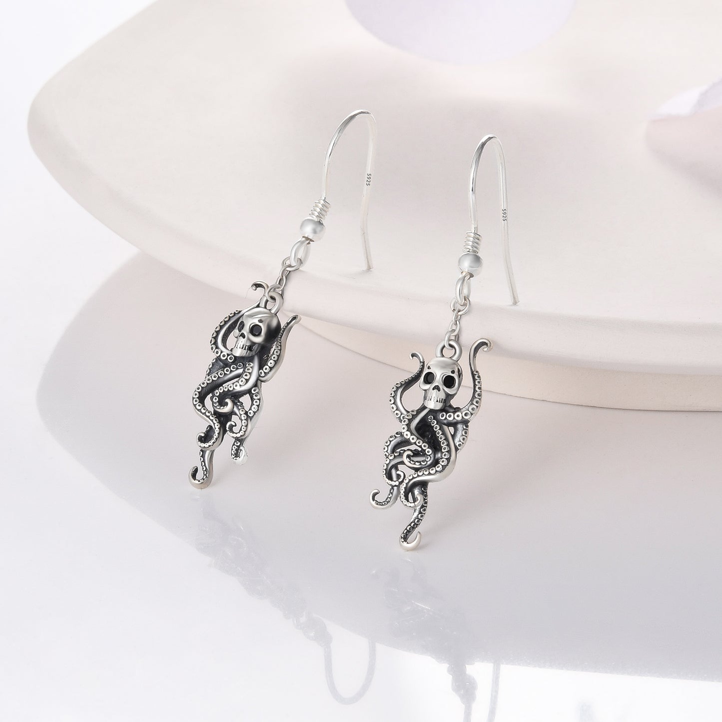 925 Sterling Silver Octopus Dangle Earrings