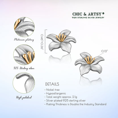 925 Sterling Silver Hypoallergenic Cute Lily Earrings for Women