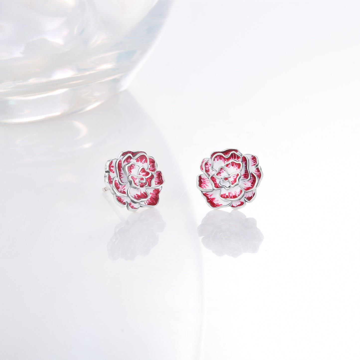 925 Sterling Silver Carnation Flower Earrings Dainty Carnation Flower Stud Earrings