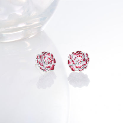 925 Sterling Silver Carnation Flower Earrings Dainty Carnation Flower Stud Earrings