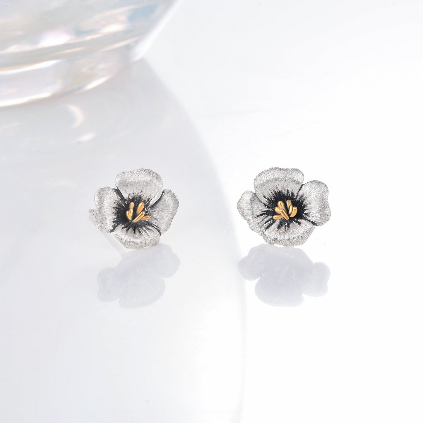 925 Sterling Silver Poppy Flower Earrings Fashion Hypoallergenic