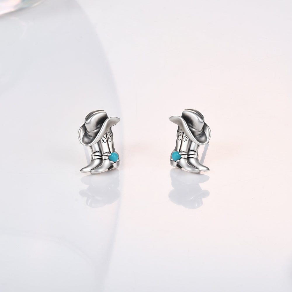 925 Sterling Silver Boot Earrings Dainty Cowboy Boot Earrings for Women