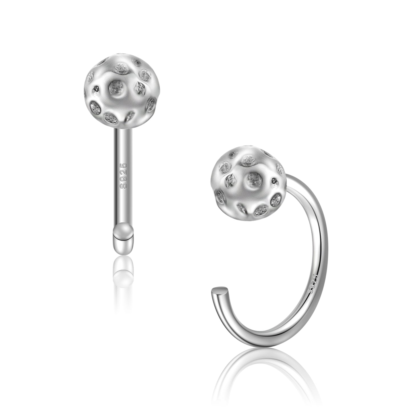 925 Sterling Silver Small Ball Huggie Hoop Earrings