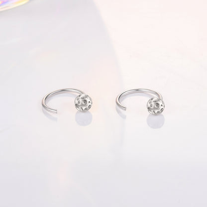 925 Sterling Silver Small Ball Huggie Hoop Earrings