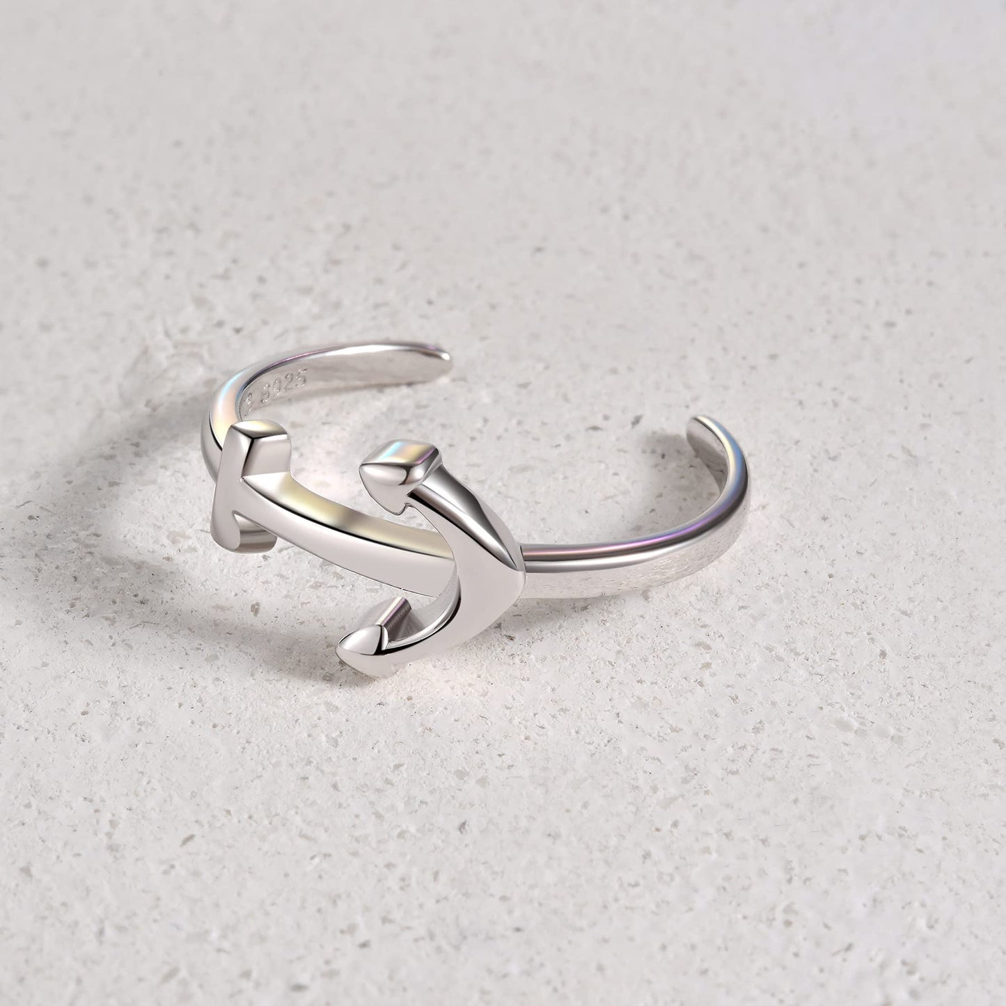 925 Sterling Silver Anchor Toe Rings for Women Adjustable Boat Anchor Cuff Toe Rings