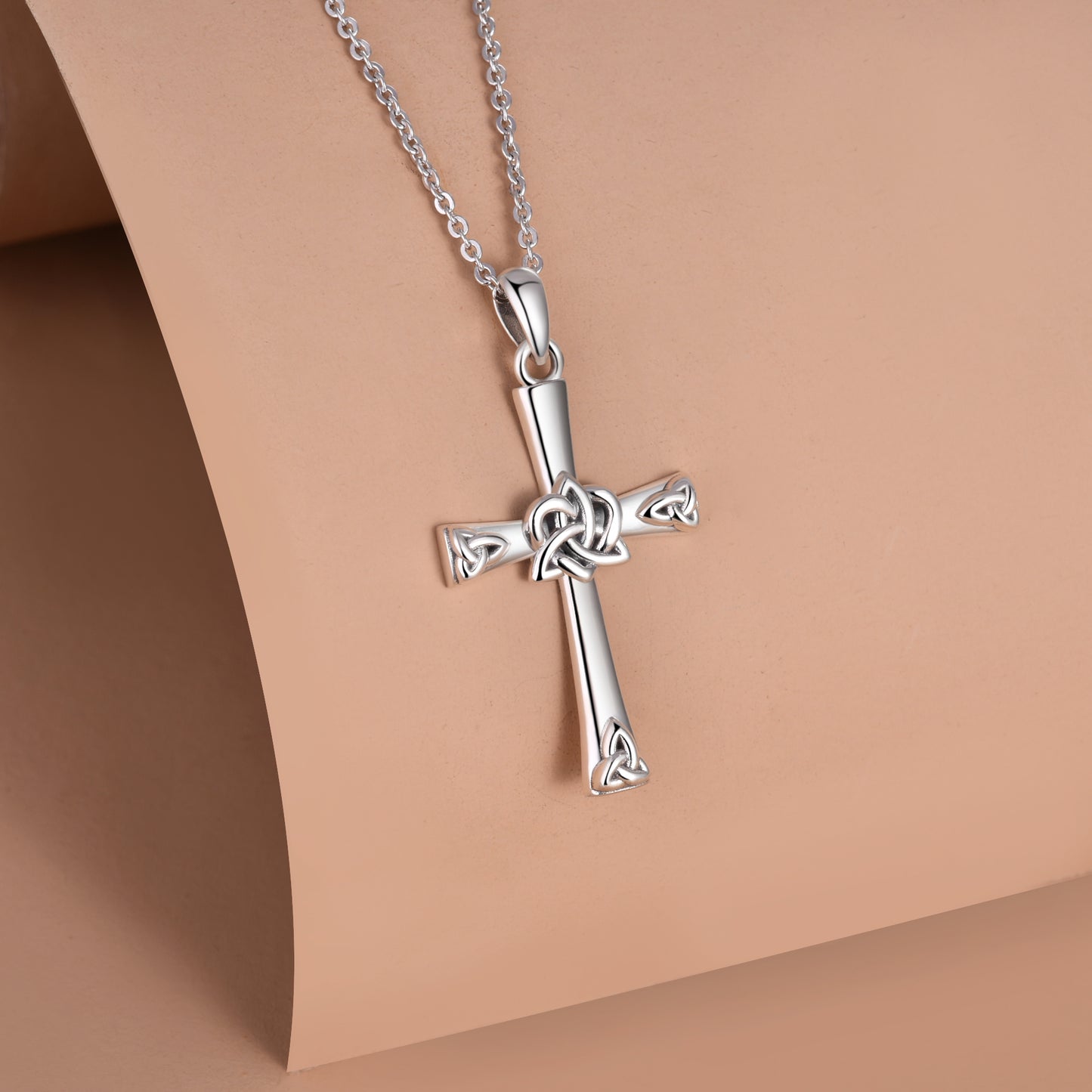 925 Sterling Silver Celtic Knot Cross Necklace