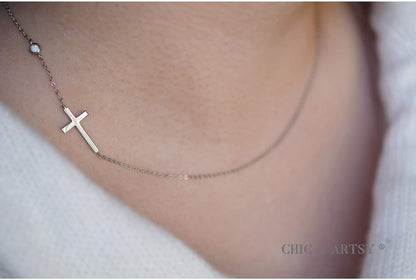 925 Sterling Silver Sideways Cross Necklace